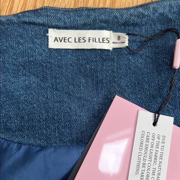 NWT! Avec Les Filles Sz 8, western Embroidered Denim mini Dress. - Picture 9 of 12